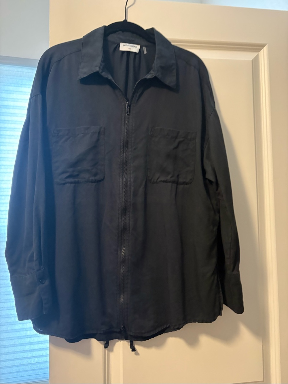 LNA  Black Zip-Front Shacket